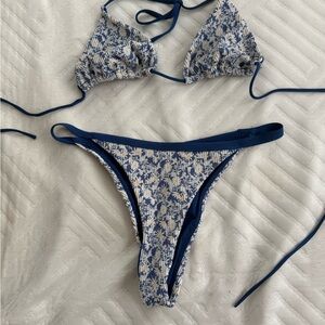 RVCA Blue and White Floral Bikini